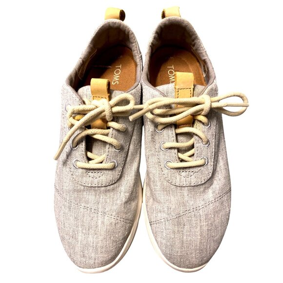 Toms Womens Grey Lace-Up Casual Shoes Size 5.5 Textured Fabric Comfortable Every - Picture 1 of 6